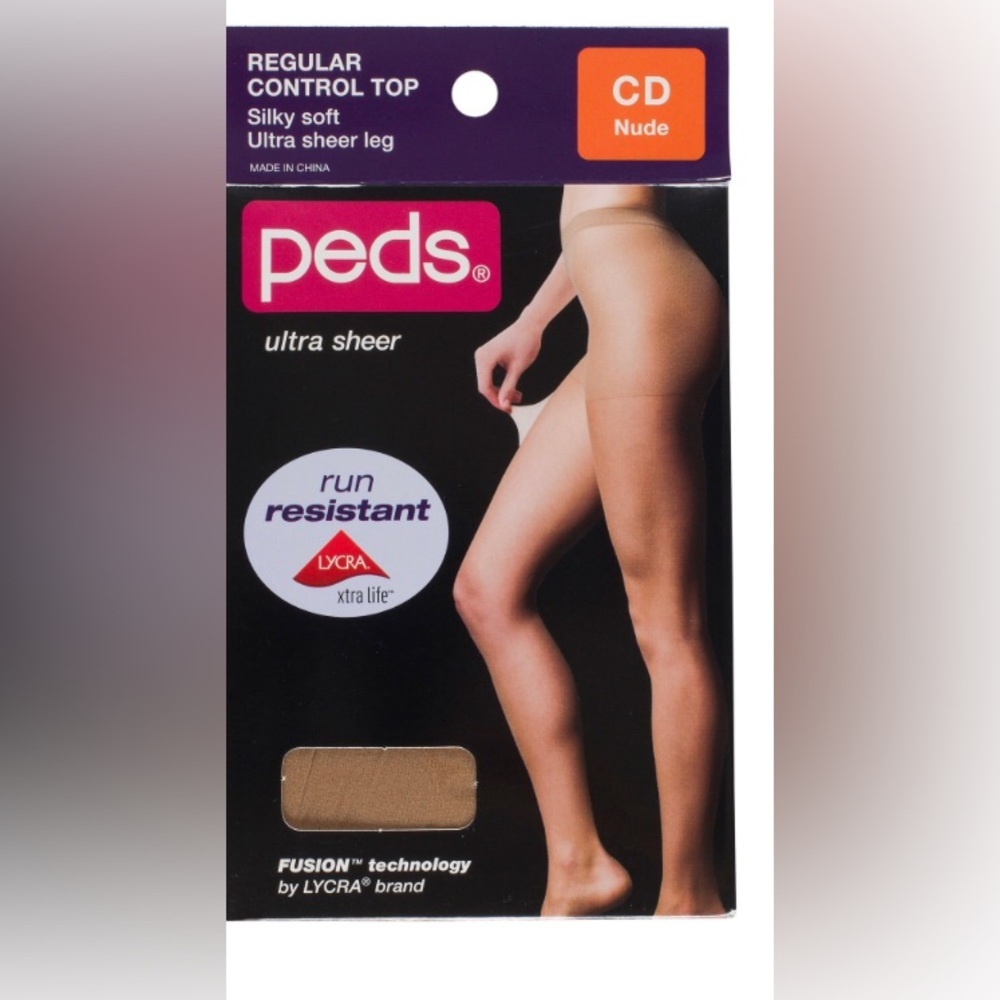 Peds Ladies Fusion Run Resistant Control Top Pantyhose,‎ Nude, size CD new